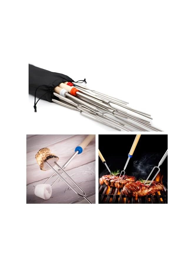 PROMASS 8 Pack Marshmallow Roasting Sticks Smores Stick For Fire Pit Hot Dog Camping Accessories Campfire Marshmellow 32 Inch  - Image 2