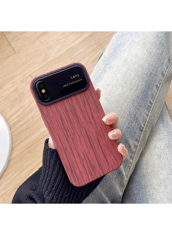 اس-توب جراب لهاتف iPhone X / XS جراب هاتف TPU خشبي مع غشاء عدسة - Image 1