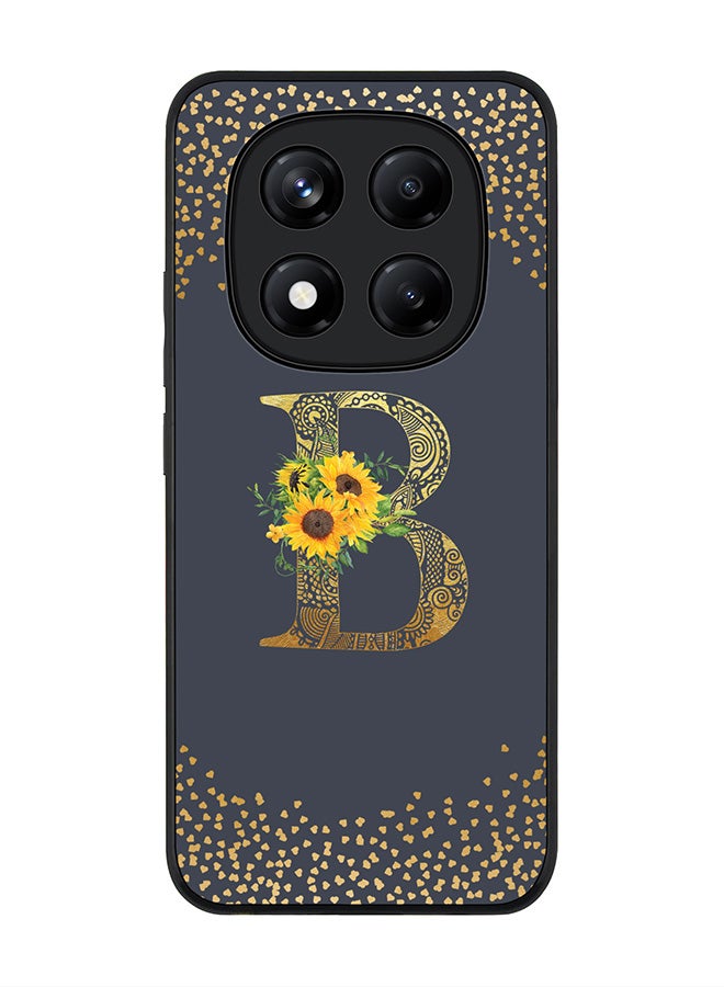 Stylizedd For Xiaomi Redmi Note 14 Pro 4G 4G Case,Slim fit Camera Protection, Shockproof Thin Phone cover  - Custom Floral Monogram - B  (Grey ) - Image 1