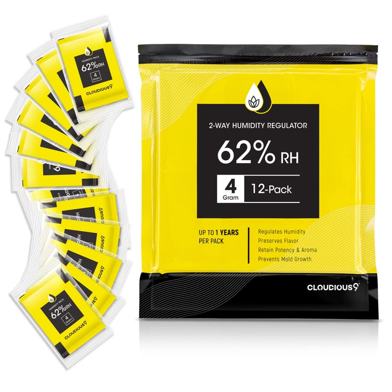 Cloudious962 2Way Humidity Pack Regulator 4 Gram 12 Count 4 Gram Pack for Humidors Herb Flower Individually Sealed Bag Solution for Convenient Humidification