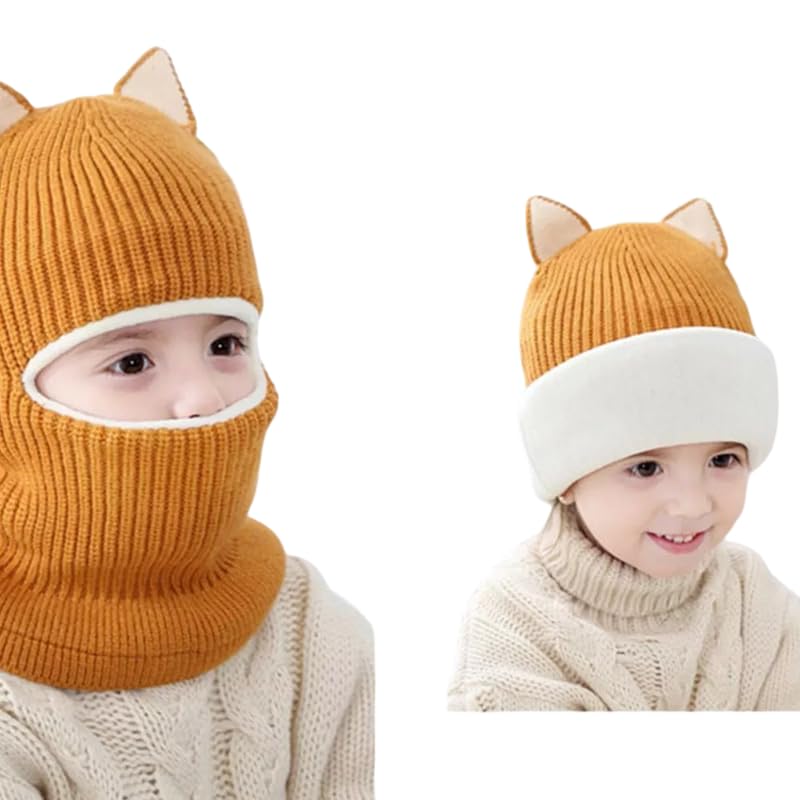 Richmen Baby Boys Girls Winter Woolen Hat with Scarf Set Soft Faux Fur Beanie Panda Cap Windproof Earflap Hood Capset for Unisex Kids (Age 1-6 Yrs) - Image 1