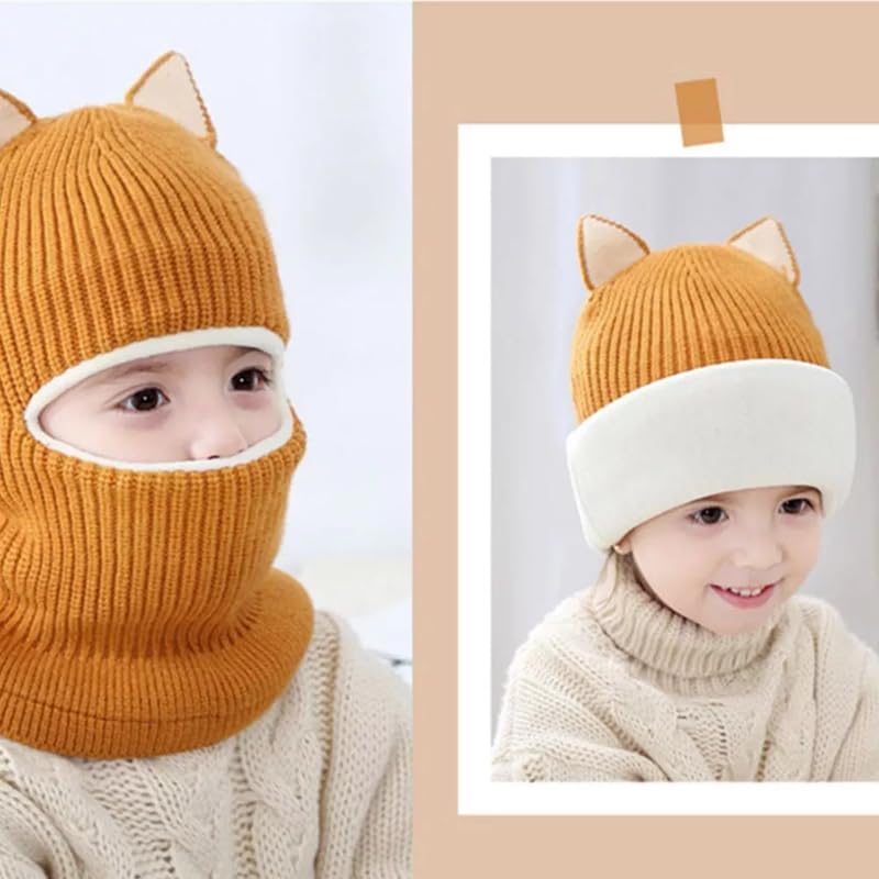 Richmen Baby Boys Girls Winter Woolen Hat with Scarf Set Soft Faux Fur Beanie Panda Cap Windproof Earflap Hood Capset for Unisex Kids (Age 1-6 Yrs) - Image 5