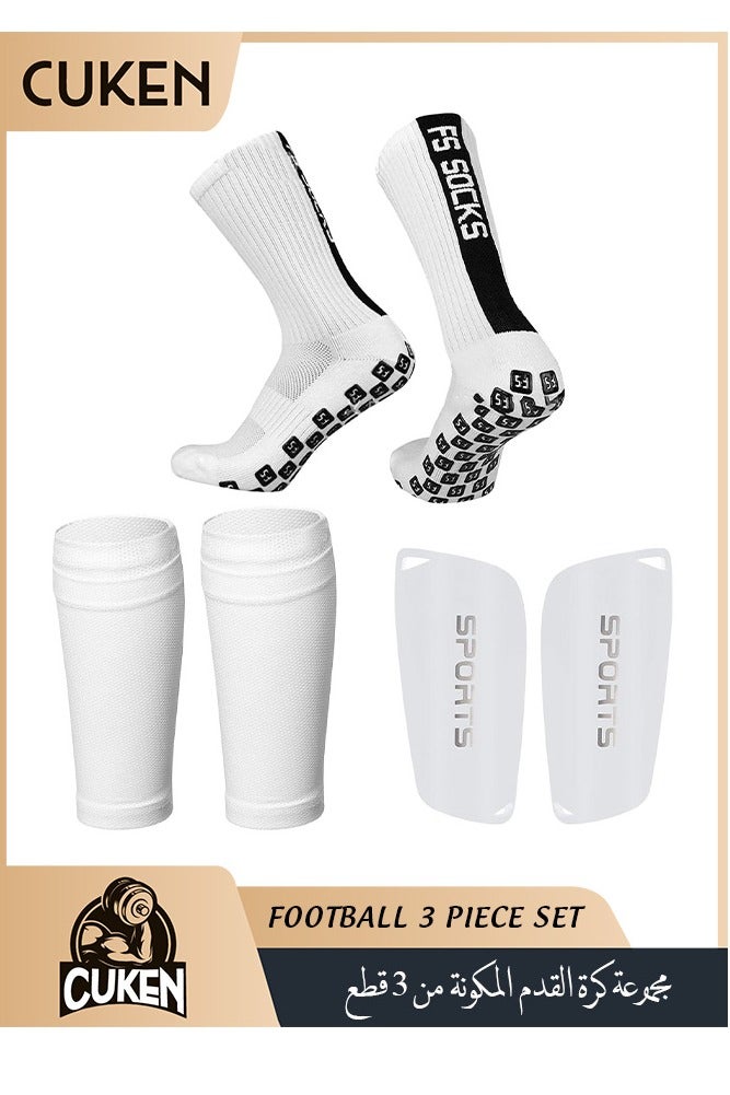 Cuken 3 Pieces Kids Shin Pads Socks Set, Football Leg Calf Protective Gear Set with Shin Pads, Football Socks & Shin Pad Sleeves, Shin Guards for Football Soccer Shin Guards Board with Socks - Image 1