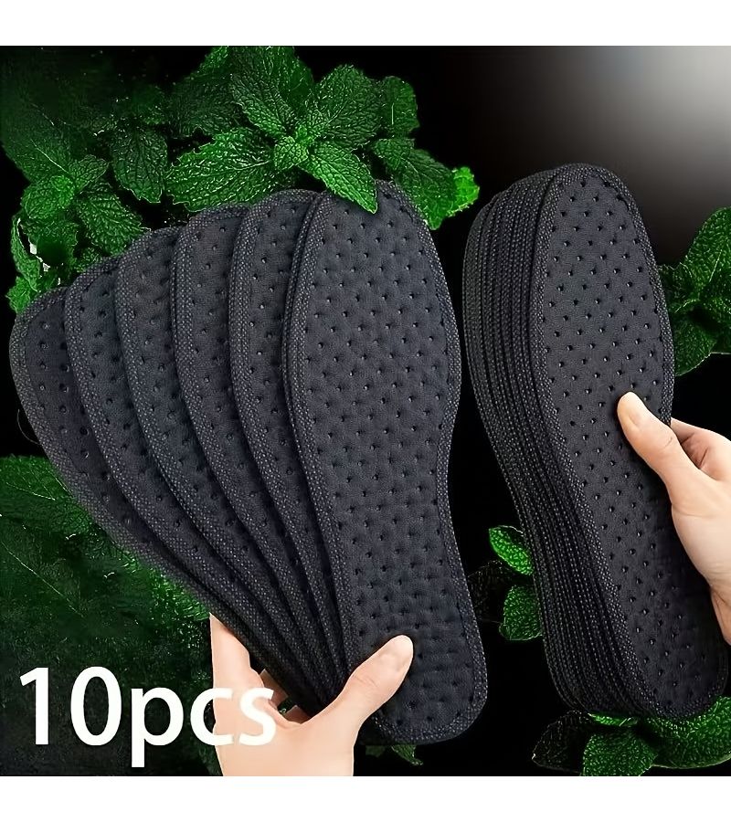 5 Pair Bamboo Charcoal Shoe Insoles Mesh Inserts Size 37 Breathable Soft Sole Sweat Absorbent Shock Absorbing for Summer Sneakers and Long Standing Unisex