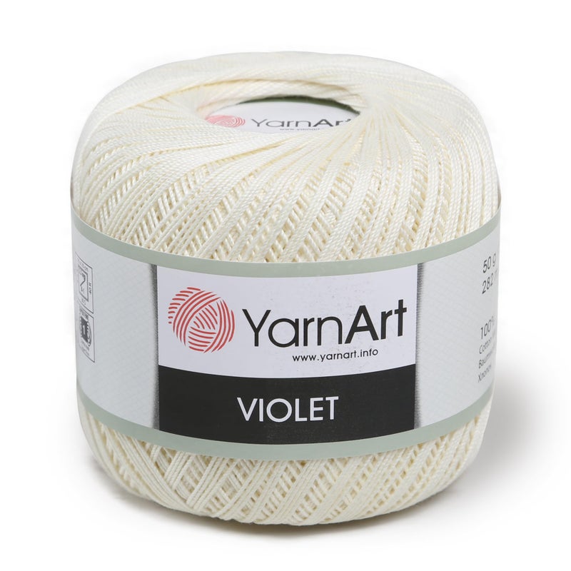 YarnArt Yarn Art 1 Skein YarnArt Violet100 Mercerized Cotton Yarn Threads Crochet Lace Hand Knitting Yarn Embroidery Arts Crafts Cream 326
