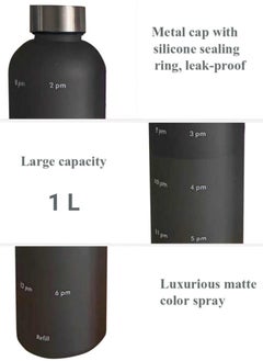 Infinity Water Bottle, Leakproof, 1L/32 OZ Large Size, BPA free, Non-Toxic, Motivational Time Stamps, Perfect for Kids, School, Gym, Sports, School, Office and Travel (Black)  - Image 4