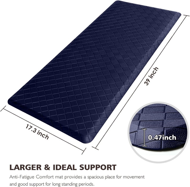 HappyTrends Kitchen Runner Rugs Anti-Fatigue mats,17.3"x 39",Non Slip Waterproof Ergonomic Comfort Mat for Kitchen, Floor Home, Office, Sink, Laundry,Blue - Image 2