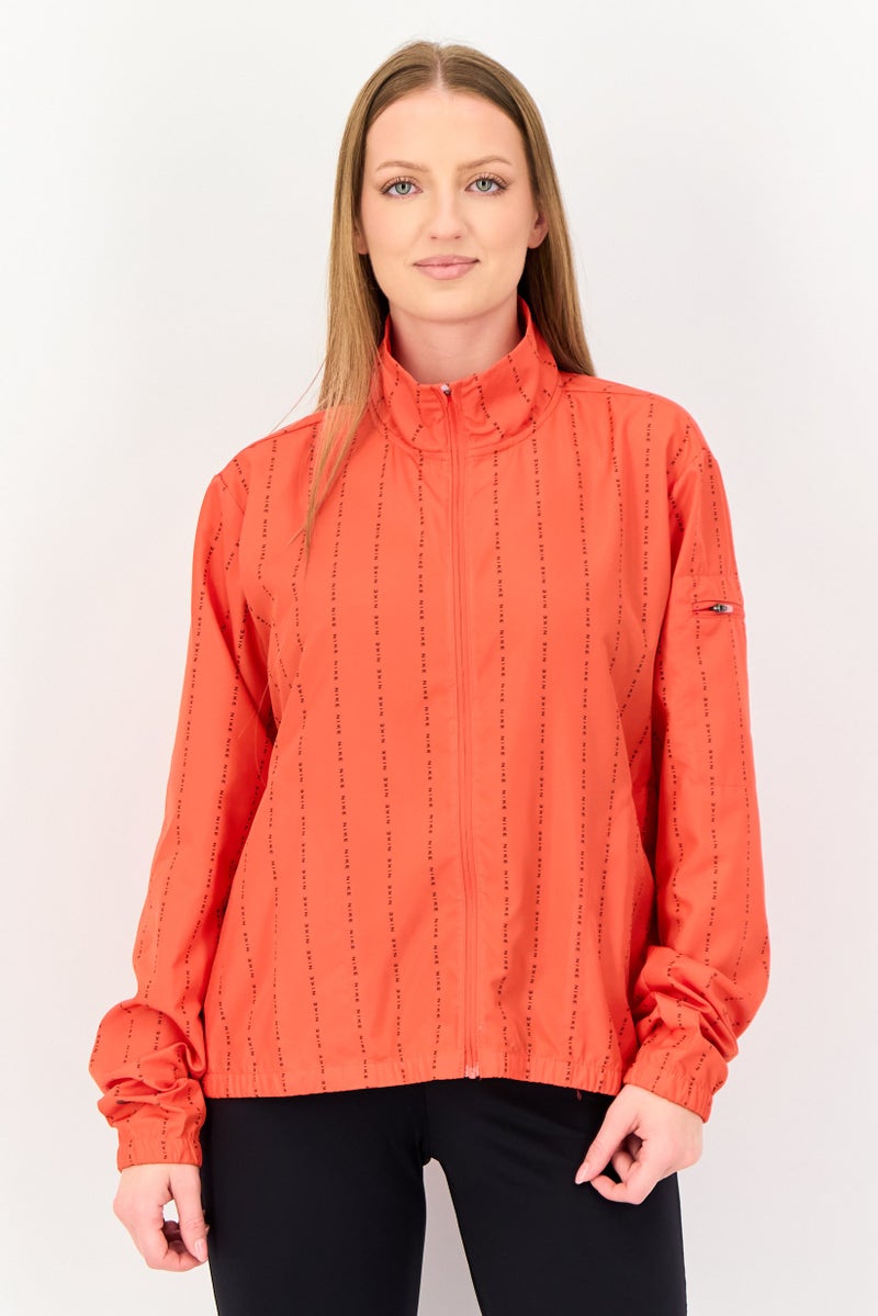 Nike Women Dri Fit Monogram Running Jacket, Red - Image 1