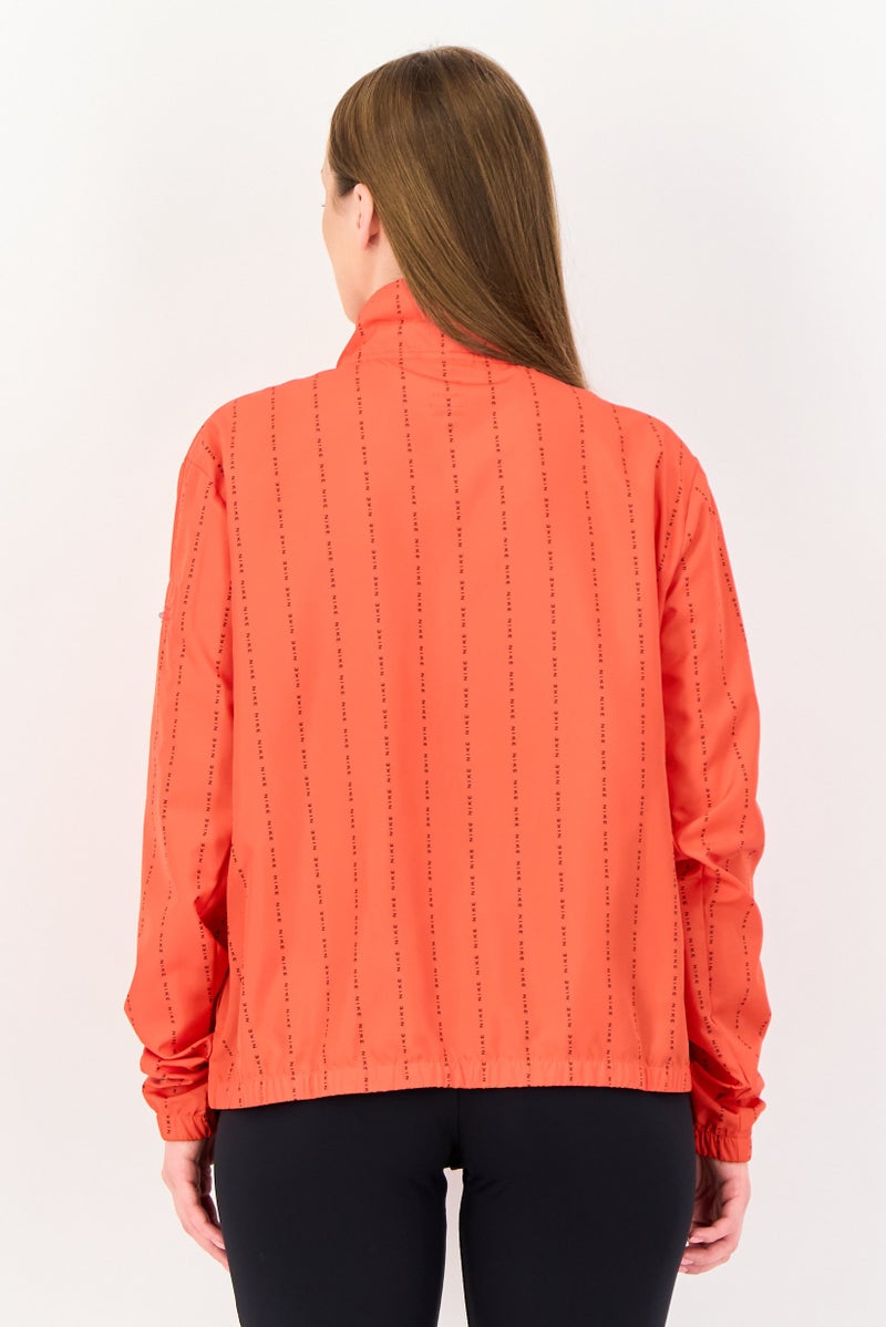 Nike Women Dri Fit Monogram Running Jacket, Red - Image 3