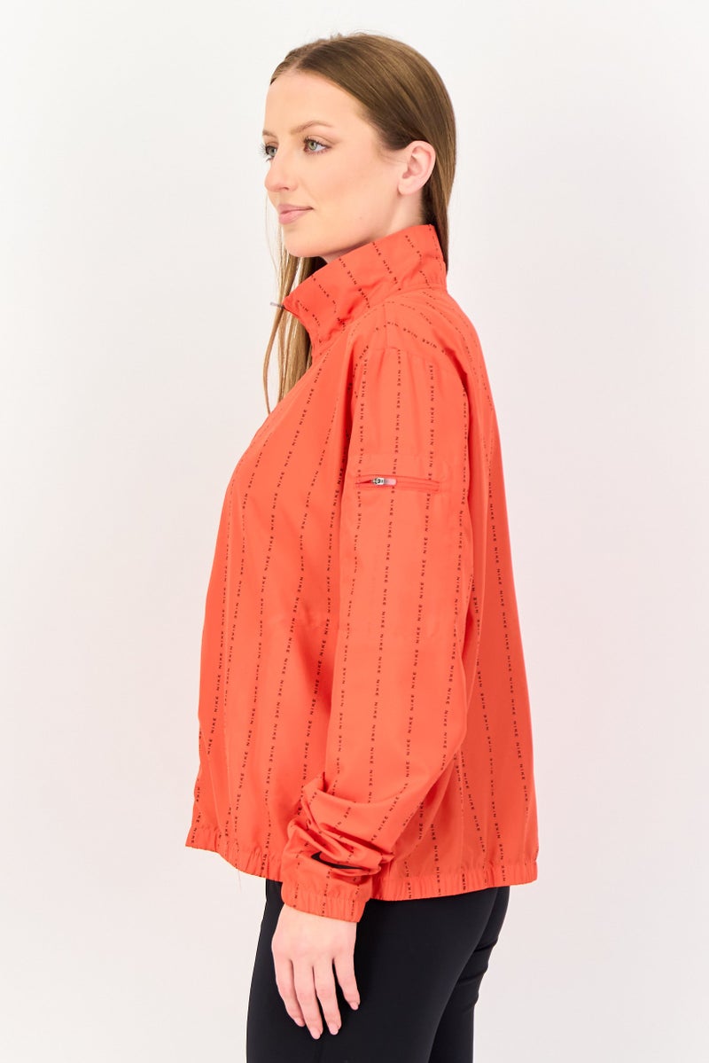 Nike Women Dri Fit Monogram Running Jacket, Red - Image 2