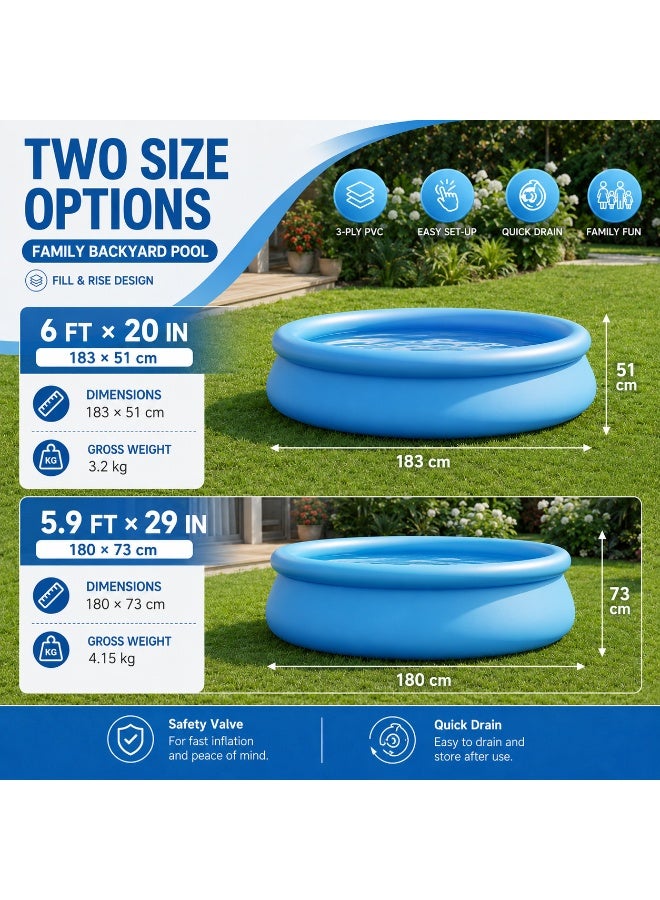 GroveMade Round Inflatable Swimming Pool - 180x73cm Mesh Pool, Large for Family Use1 - Image 5