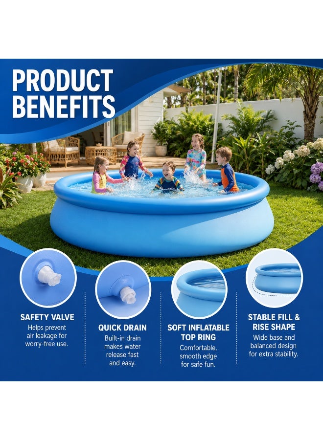 GroveMade Round Inflatable Swimming Pool - 180x73cm Mesh Pool, Large for Family Use1 - Image 3