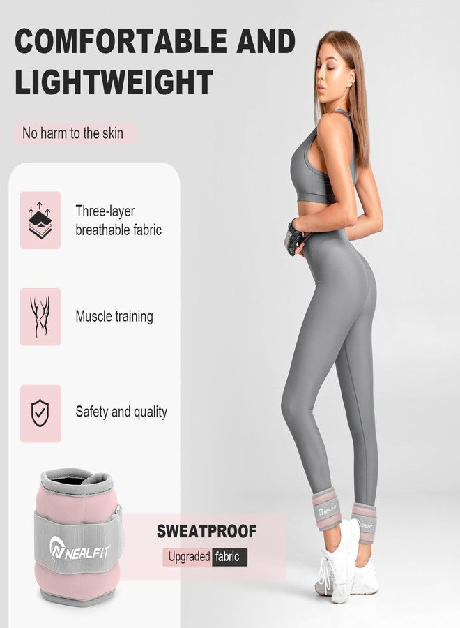 NEALFIT Ankle Wrist Weights, Adjustable Arm Leg Weights for Women Men, Secure Fit Non-Slip Exercise Weights for Home Workout, Running, Walking, Aerobics, Physical Therapy (Pale Pink, 4Lbs Pair (2lb x 2)) - Image 2