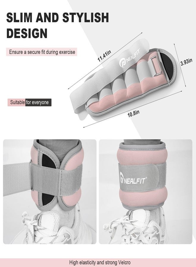NEALFIT Ankle Wrist Weights, Adjustable Arm Leg Weights for Women Men, Secure Fit Non-Slip Exercise Weights for Home Workout, Running, Walking, Aerobics, Physical Therapy (Pale Pink, 4Lbs Pair (2lb x 2)) - Image 4