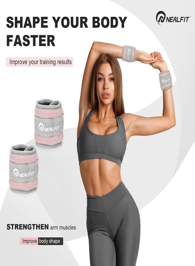 NEALFIT Ankle Wrist Weights, Adjustable Arm Leg Weights for Women Men, Secure Fit Non-Slip Exercise Weights for Home Workout, Running, Walking, Aerobics, Physical Therapy (Pale Pink, 4Lbs Pair (2lb x 2)) - Image 3