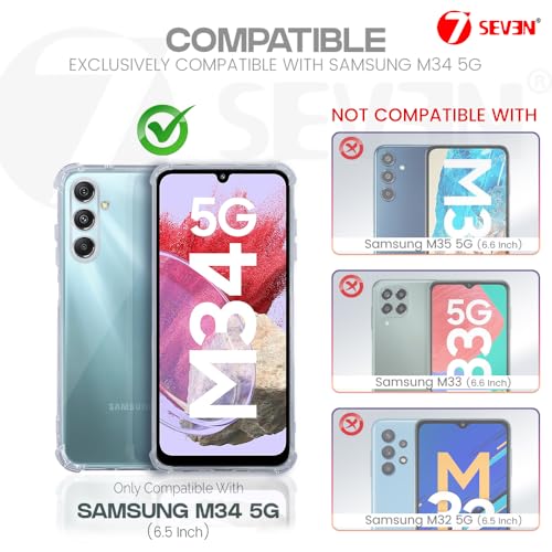 7-Seven 7SEVEN® Back Cover for Samsung Galaxy M34 5G Transparent Mobile Back Case Shock Proof Design Camera Edges Protection Crystal Clear Phone Case Silicon Soft TPU and Flexible Bumper Phone Cover - Image 2