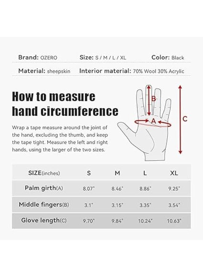 KASTWAVE Winter Leather Gloves for Men, Touchscreen Snap Closure Cycling Black Gloves Outdoor Riding Warm Waterproof Gloves（L） - Image 2