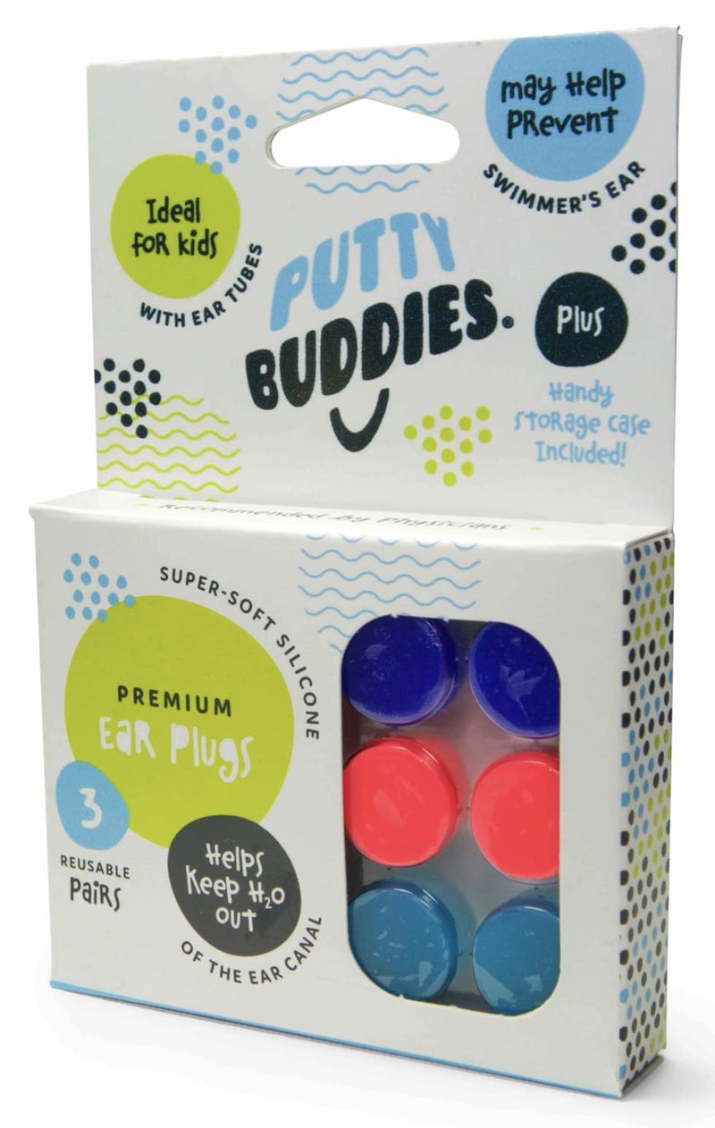 PUTTY BUDDIES Original Swimming Earplugs 3-Pair Pack (Purple/Teal/Magenta) - Image 5