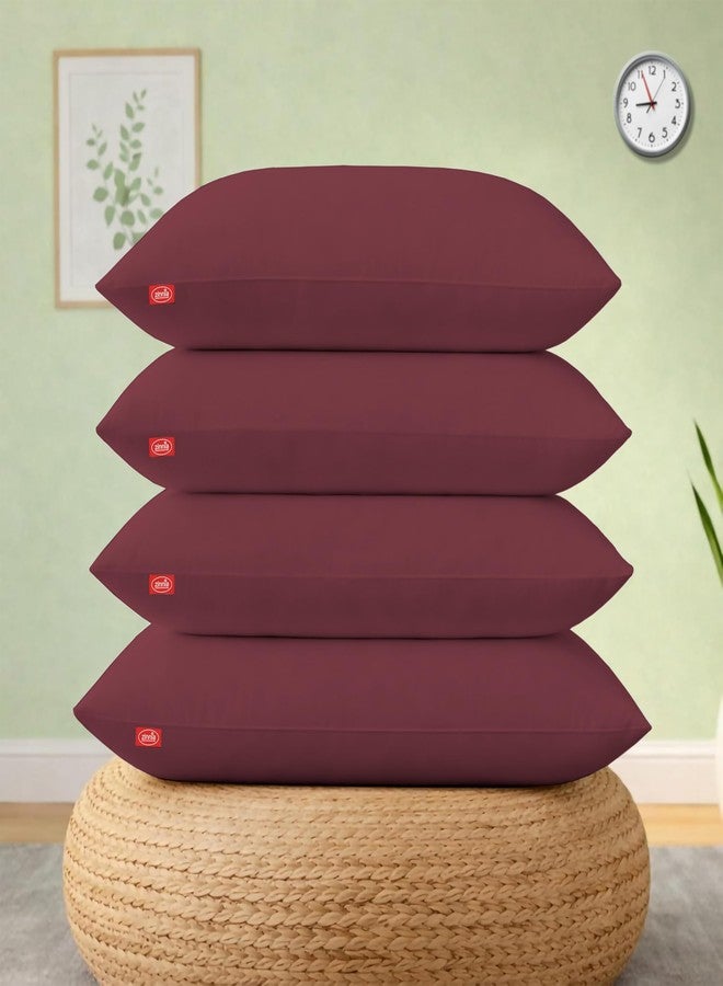 Zinnia Comfort Soft Microfiber Pillow | Ruby Red | Regular Size 16 x 24 Inches | Pack of 4 - Image 1