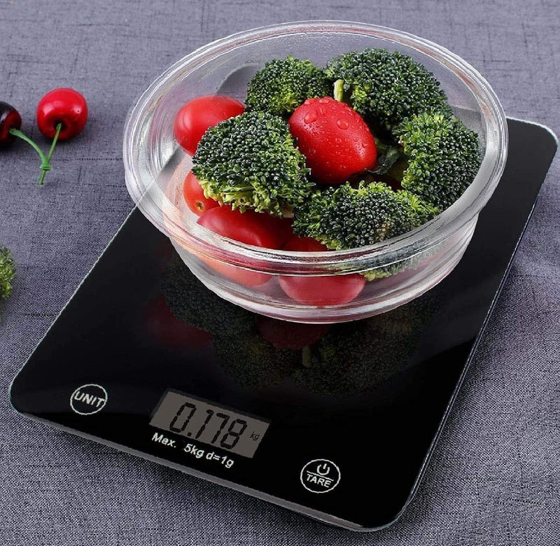 SILENCIO Electronic Digital Kitchen Scale Food Weight Scale for Cooking and Baking with LCD Display and Tempered Glass Platform Multicolor - Image 1