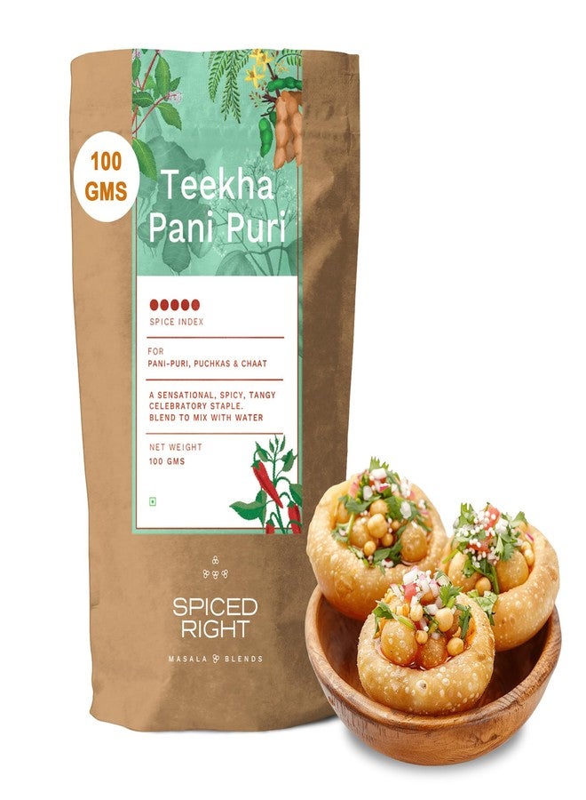 Spiced Right Teekha Pani Puri Masala Powder 100g – Premium Flavoured Golgappa Pani Masala with Authentic Natural Spices | Instant Pani Poori Water Mix for Golgappe & Puchka Lovers - Image 1