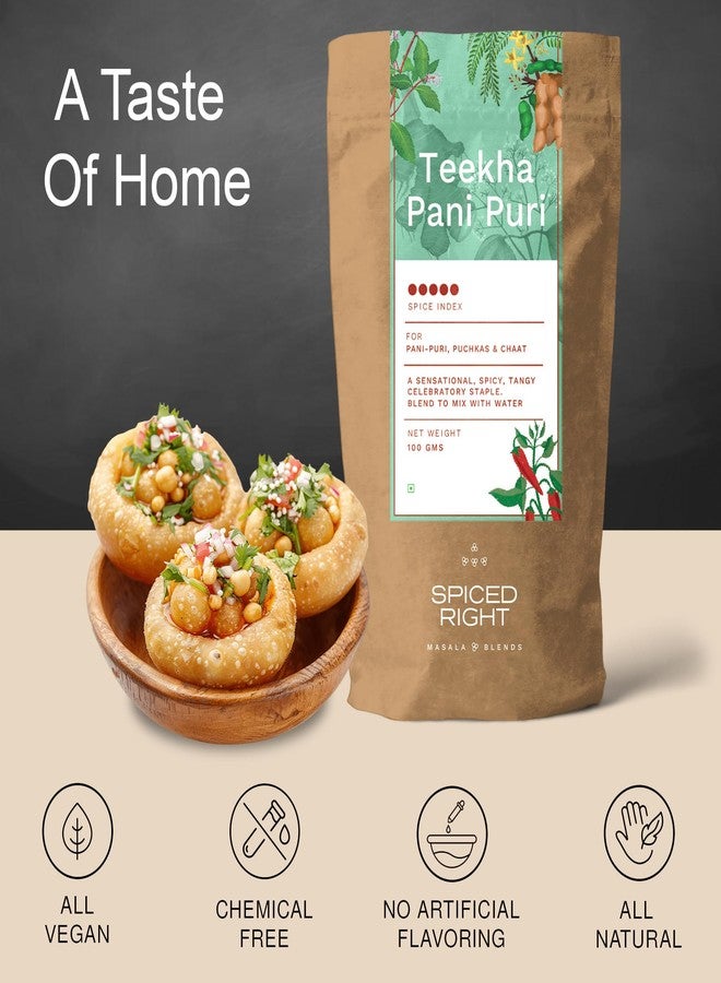 Spiced Right Teekha Pani Puri Masala Powder 100g – Premium Flavoured Golgappa Pani Masala with Authentic Natural Spices | Instant Pani Poori Water Mix for Golgappe & Puchka Lovers - Image 5