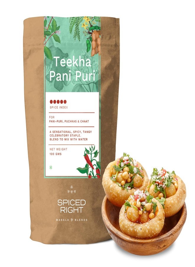 Spiced Right Teekha Pani Puri Masala Powder 100g – Premium Flavoured Golgappa Pani Masala with Authentic Natural Spices | Instant Pani Poori Water Mix for Golgappe & Puchka Lovers - Image 2