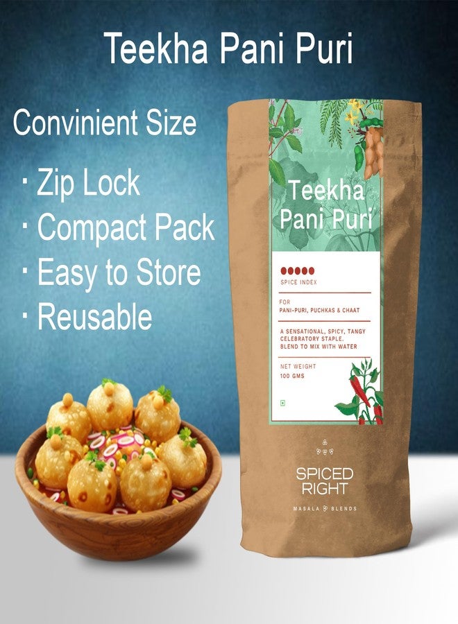 Spiced Right Teekha Pani Puri Masala Powder 100g – Premium Flavoured Golgappa Pani Masala with Authentic Natural Spices | Instant Pani Poori Water Mix for Golgappe & Puchka Lovers - Image 4