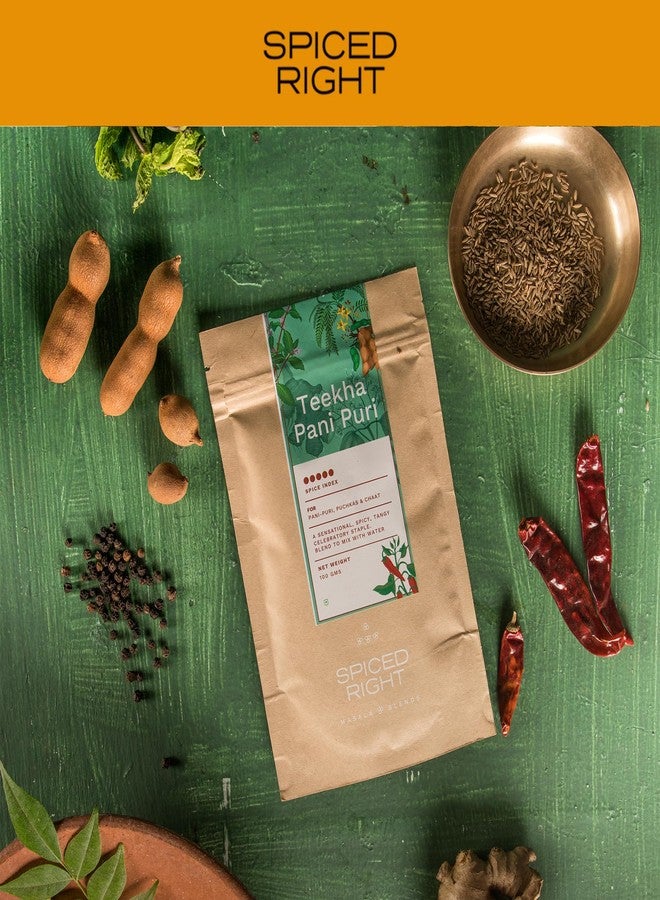 Spiced Right Teekha Pani Puri Masala Powder 100g – Premium Flavoured Golgappa Pani Masala with Authentic Natural Spices | Instant Pani Poori Water Mix for Golgappe & Puchka Lovers - Image 3