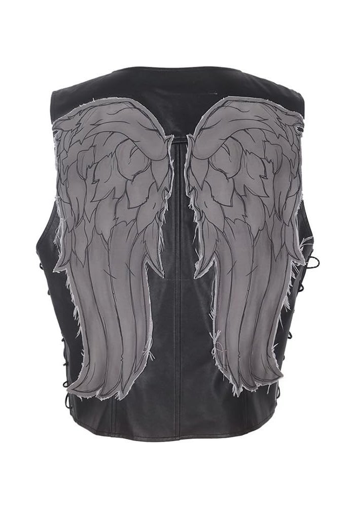 Cosplay.fm Men's Faux Leather Angel Wings Vest for Halloween Costume - Image 1