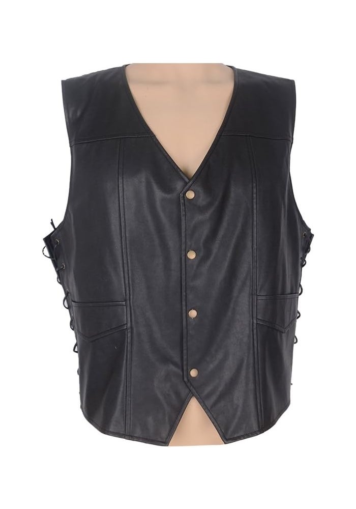 Cosplay.fm Men's Faux Leather Angel Wings Vest for Halloween Costume - Image 2
