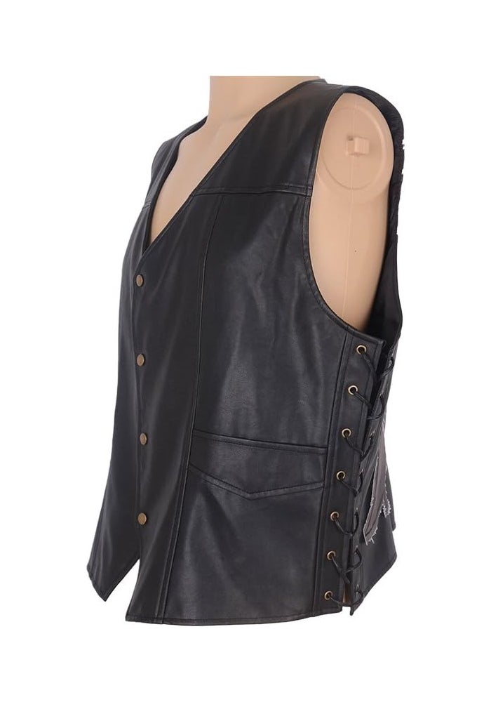 Cosplay.fm Men's Faux Leather Angel Wings Vest for Halloween Costume - Image 3