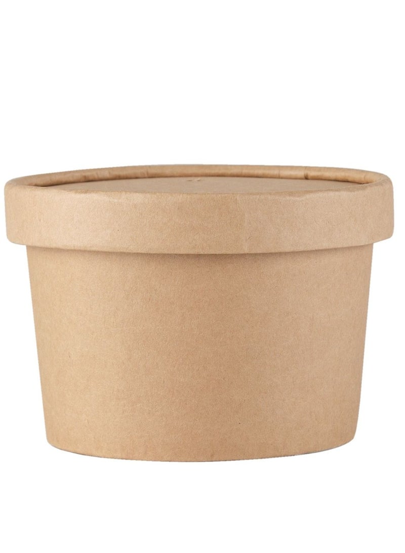 Brown Kraft Paper PE Coated Water & Oil Resistant Salad Bowl with Lid 12 Oz - Image 1