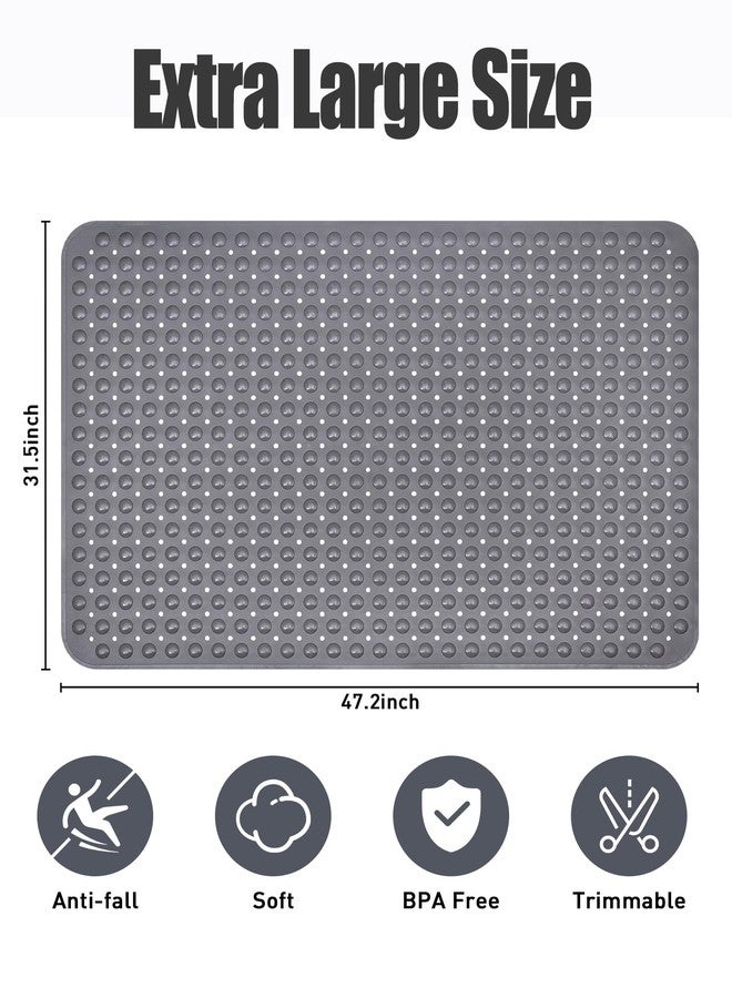 Yonala Extra Large Shower Mat, Yonala 47.2 x 31.5 Inch Non Slip Shower Mats for Inside Shower with Drain Hole and Suction Cups, Soft Trimmable TPE Anti Slip Shower Mat for Walk in Shower Stall, Heavy Mat - Image 2