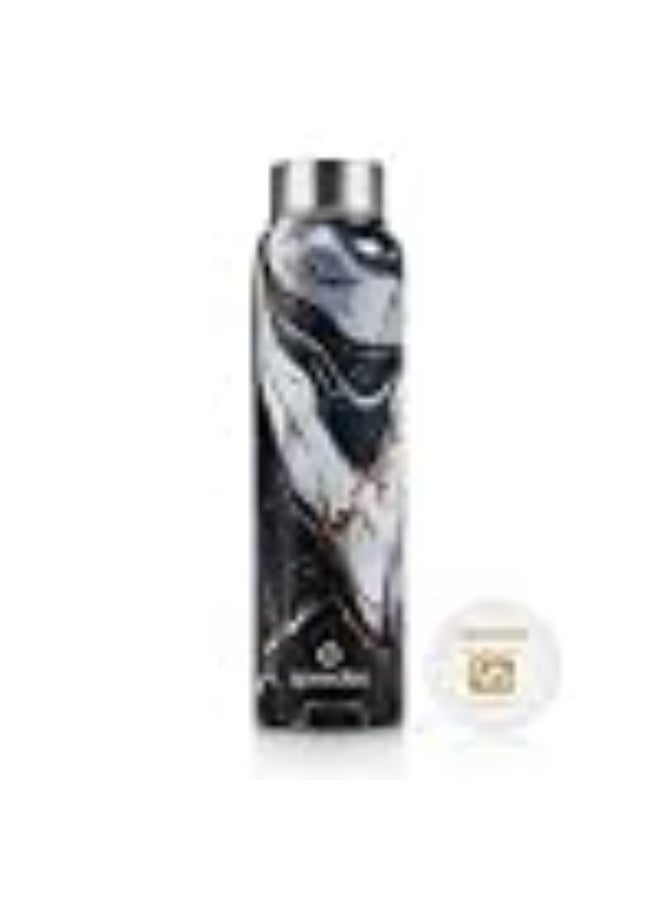 Speedex Stainless Steel Printed Water Bottle 1 Ltr 1000 ml, BIS Approved, Leak Proof Screw Cap Bottle for Office, School, Travel, Daily Use for Men, Women, Kids, Adults, Midnight Marble, Set of 1 - Image 1
