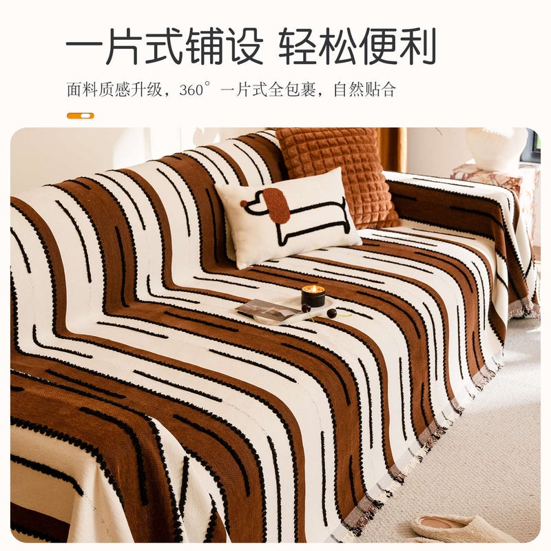 Chenille Leather Sofa Cushion Fixed Non-Slip In-Line Cover Light Luxury High-End Sense Cover Cloth Towel - Image 5