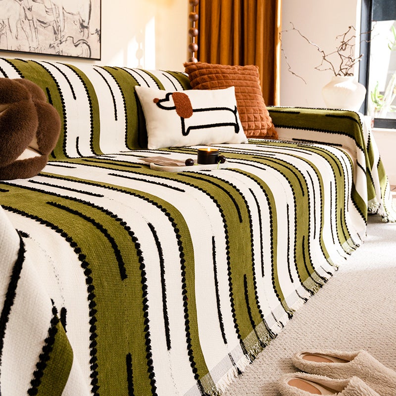 Chenille Leather Sofa Cushion Fixed Non-Slip In-Line Cover Light Luxury High-End Sense Cover Cloth Towel - Image 1