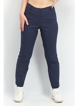 Tchibo Women Regular Fit Plain Stretchable Chino Pants, Navy Blue  - Image 1