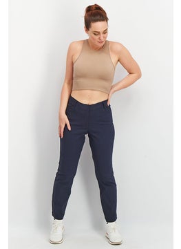 Tchibo Women Regular Fit Plain Stretchable Chino Pants, Navy Blue  - Image 3