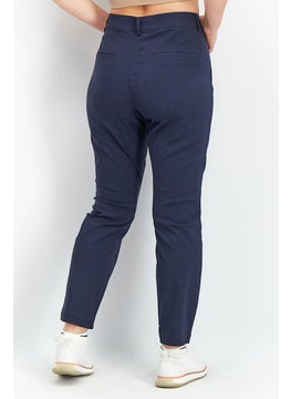 Tchibo Women Regular Fit Plain Stretchable Chino Pants, Navy Blue  - Image 4