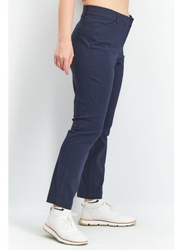 Tchibo Women Regular Fit Plain Stretchable Chino Pants, Navy Blue  - Image 2