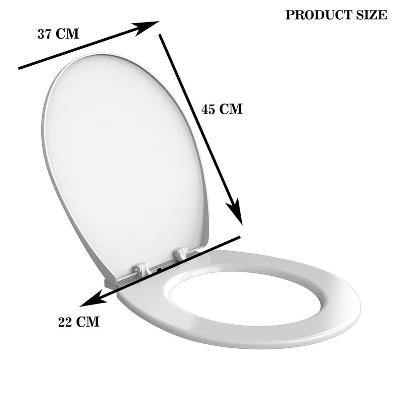 sulfar Polypropylene Western Toilet Seat | Oval-Shaped Commode Seat Cover for Bathroom (White) - Image 2