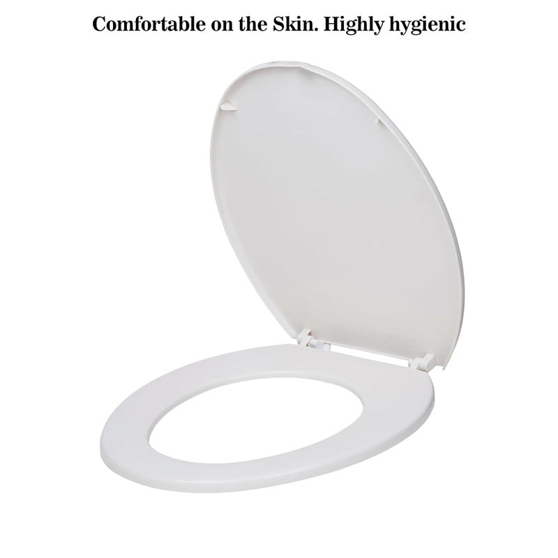 sulfar Polypropylene Western Toilet Seat | Oval-Shaped Commode Seat Cover for Bathroom (White) - Image 5