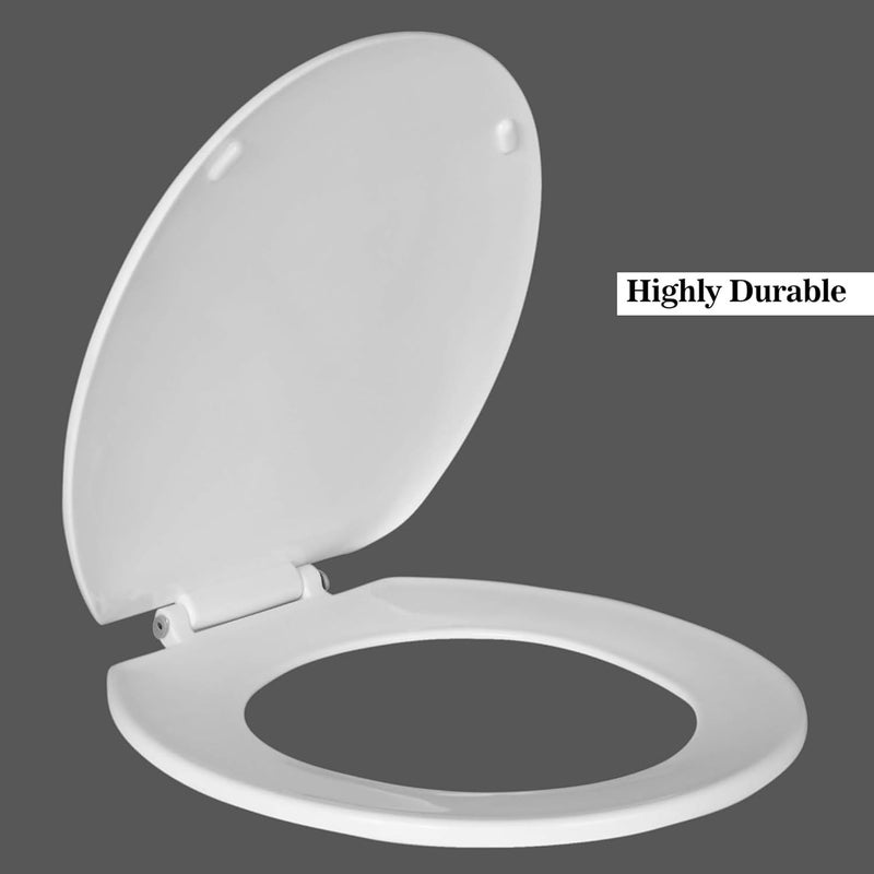 sulfar Polypropylene Western Toilet Seat | Oval-Shaped Commode Seat Cover for Bathroom (White) - Image 3