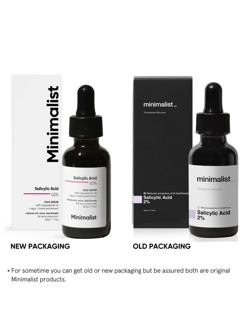 MINIMALIST Minimalist 2% Salicylic Acid Serum For Acne Blackheads & Open Pores  Reduces Excess Oil & Bumpy Texture  BHA Based Exfoliant for Acne Prone or Oily Skin 30ml  - Image 2