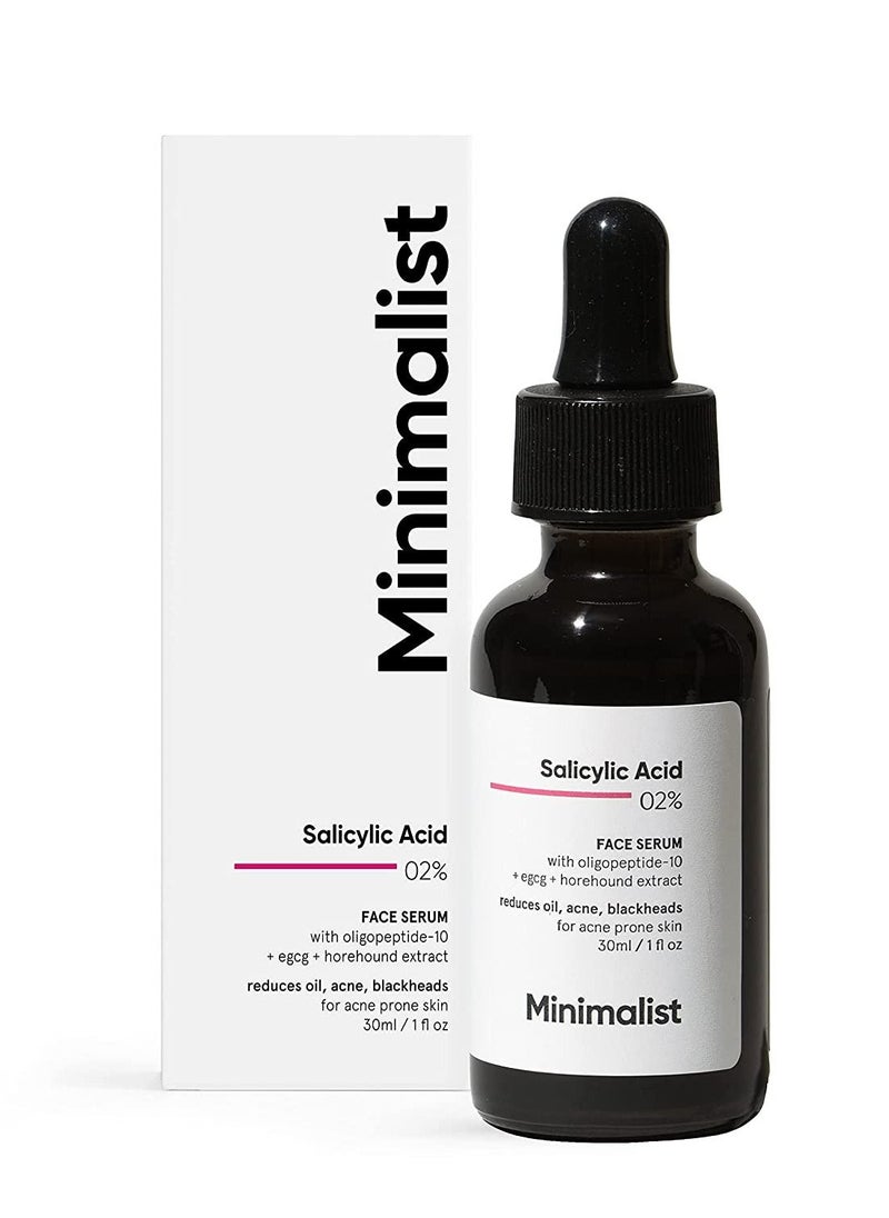MINIMALIST - Minimalist 2% Salicylic Acid Serum For Acne Blackheads & Open Pores  Reduces Excess Oil & Bumpy Texture  BHA Based Exfoliant for Acne Prone or Oily Skin 30ml - Image 1