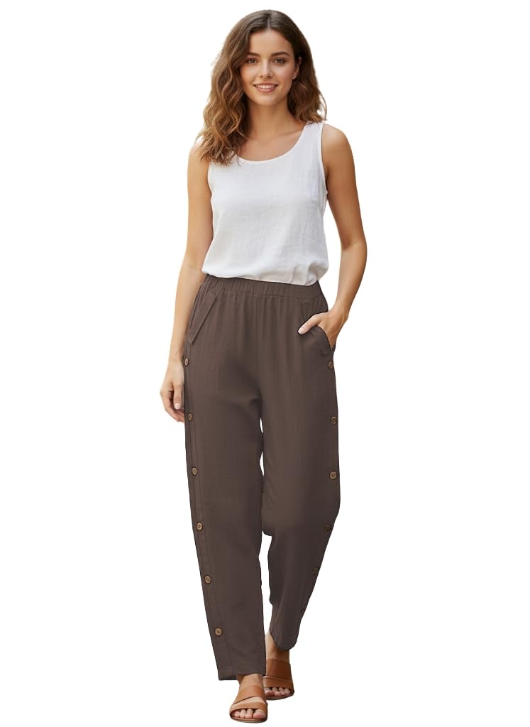 TOPLOT Women's Trousers | Loose Fit Design | Stylish Korean Style Look | Formal Pant for Women | Trendy Fashion Styling | Easy Movement | Excellent for Casual (5192_34_Dark Beige) - Image 5