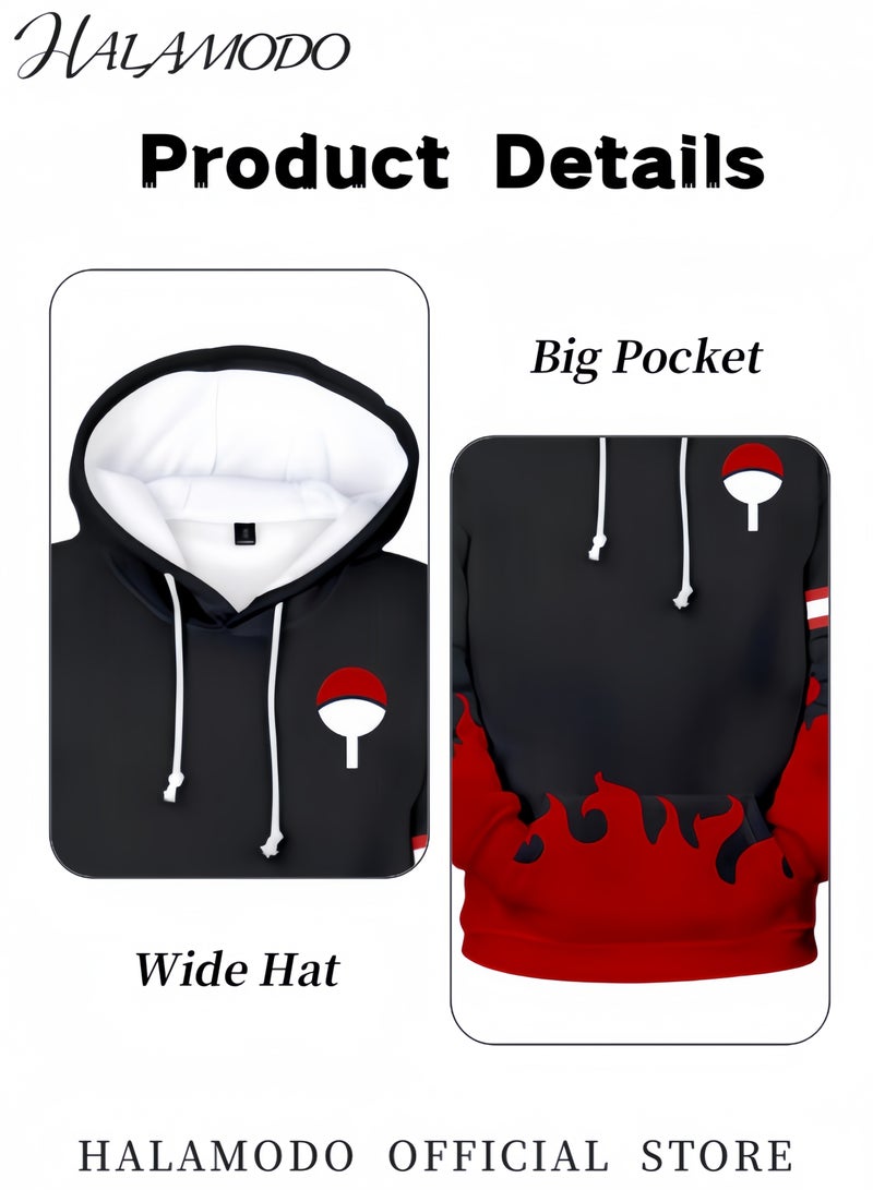 HALAMODO Unisex Hoodie Long-Sleeved Printed Tops Casual Sweatshirts Soft Sportswear Fashion Youth Pullovers with Drawstrings and Large Pockets for Daily Wear - Image 4