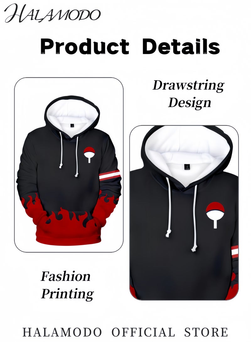 HALAMODO Unisex Hoodie Long-Sleeved Printed Tops Casual Sweatshirts Soft Sportswear Fashion Youth Pullovers with Drawstrings and Large Pockets for Daily Wear - Image 3