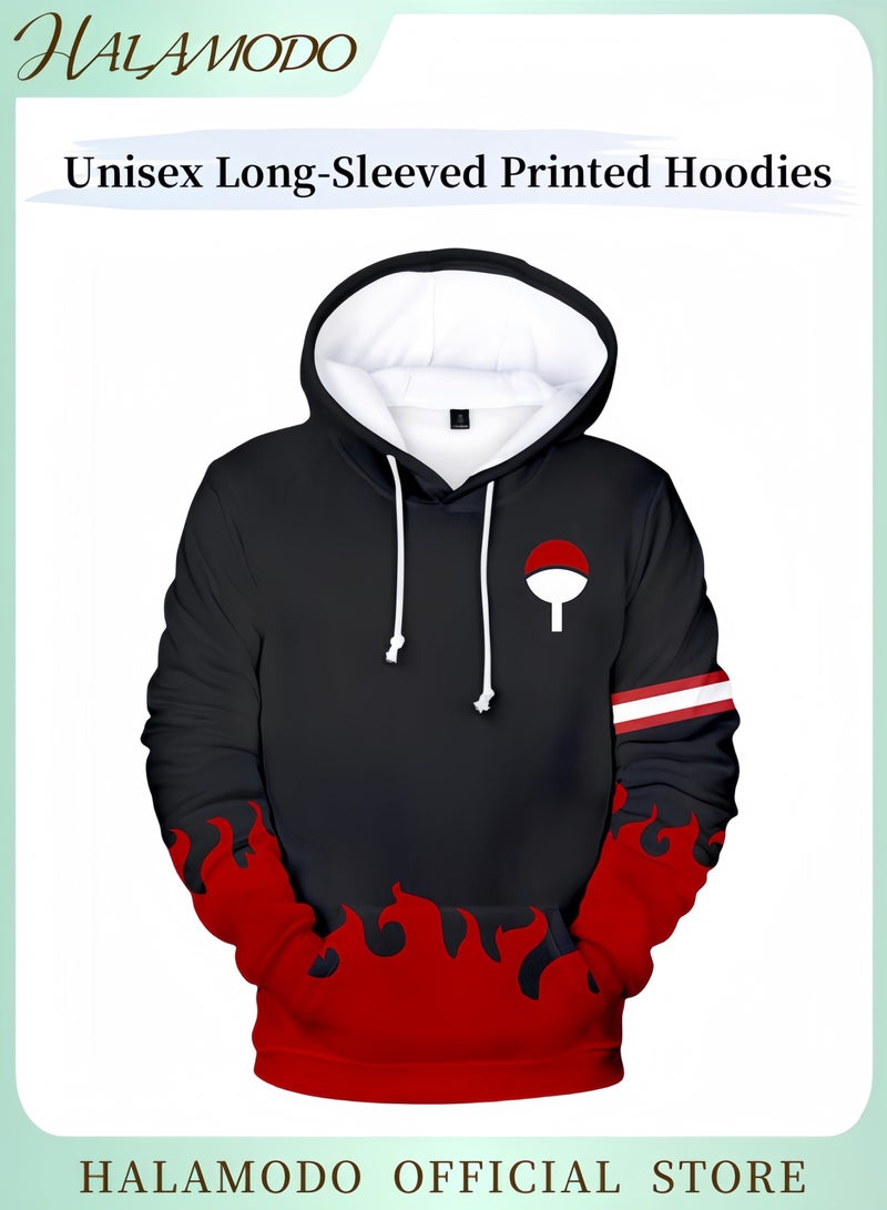 HALAMODO Unisex Hoodie Long-Sleeved Printed Tops Casual Sweatshirts Soft Sportswear Fashion Youth Pullovers with Drawstrings and Large Pockets for Daily Wear - Image 1